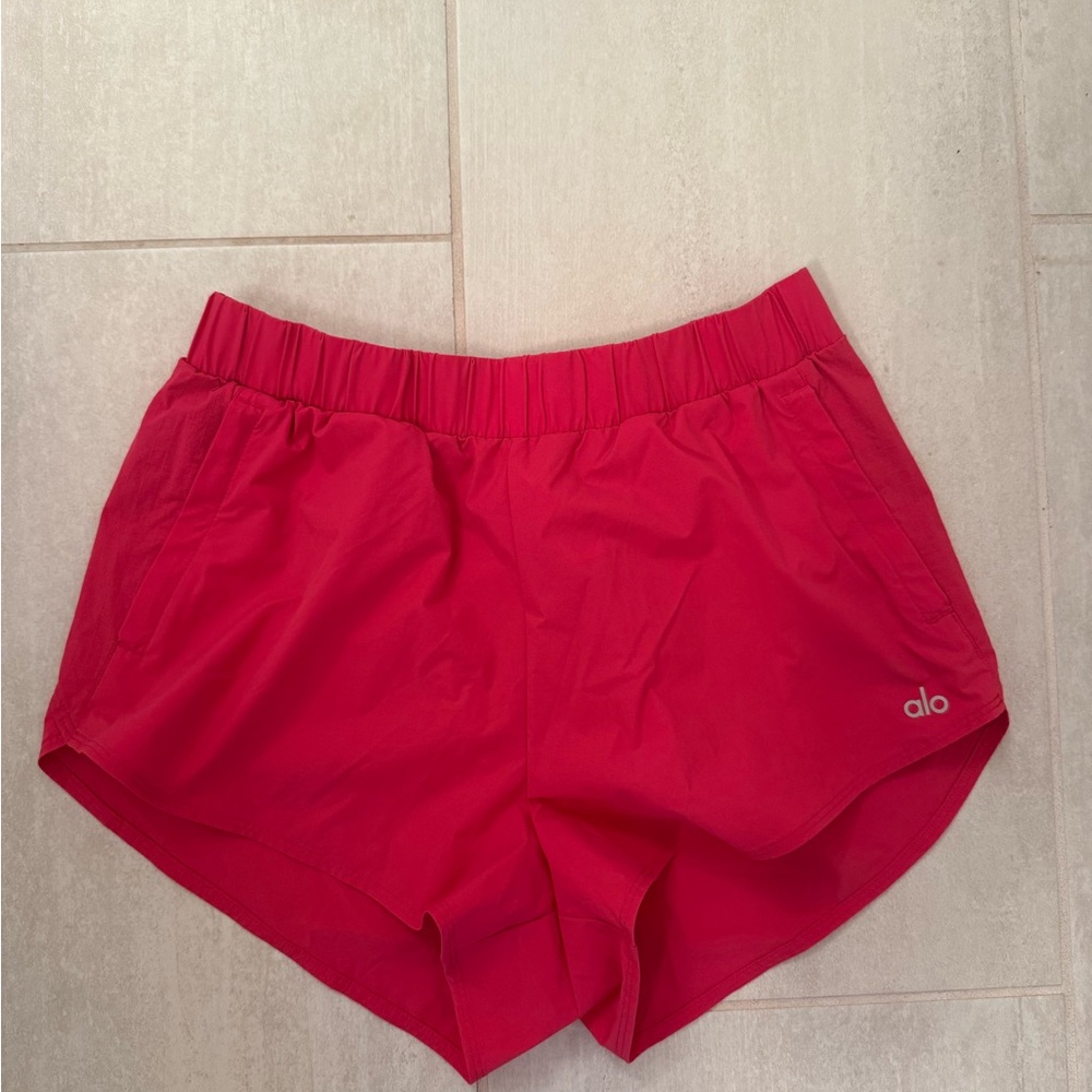 ALO Yoga Women's Pink Athletic Running Shorts with Elastic Waist